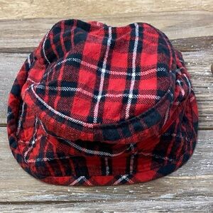 Vintage Baby Gap Infant L/XL Red/Black Plaid Cotton‎ Bucket Hat